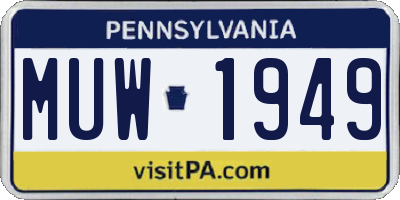 PA license plate MUW1949