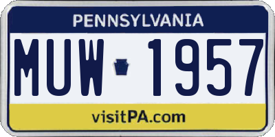 PA license plate MUW1957