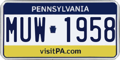 PA license plate MUW1958