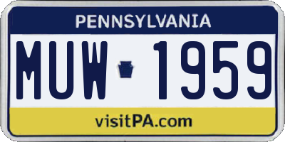 PA license plate MUW1959