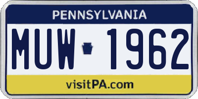PA license plate MUW1962