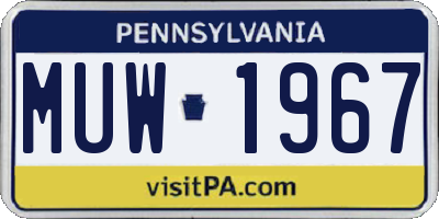 PA license plate MUW1967