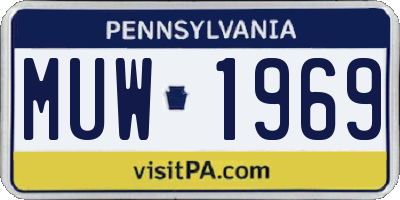 PA license plate MUW1969