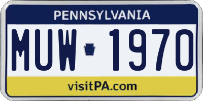 PA license plate MUW1970