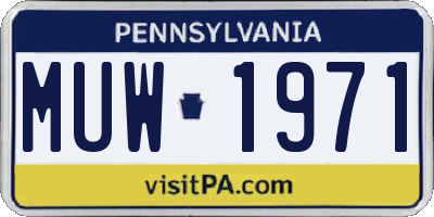 PA license plate MUW1971