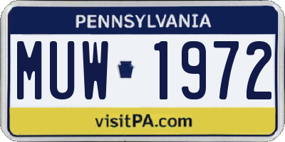 PA license plate MUW1972