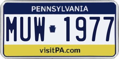 PA license plate MUW1977