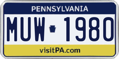 PA license plate MUW1980