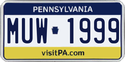 PA license plate MUW1999