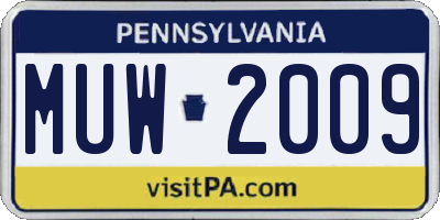 PA license plate MUW2009