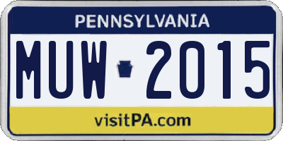 PA license plate MUW2015