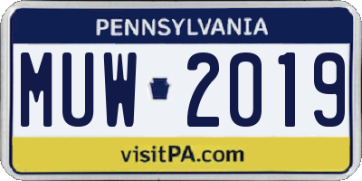 PA license plate MUW2019