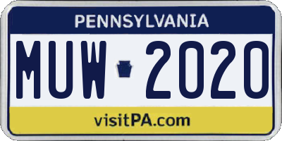 PA license plate MUW2020