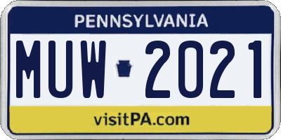PA license plate MUW2021