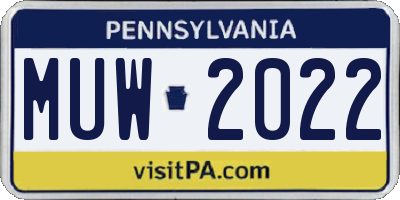 PA license plate MUW2022