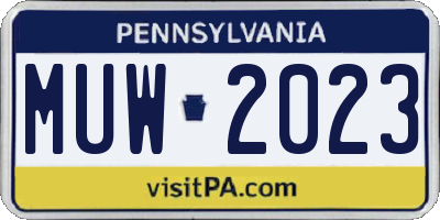 PA license plate MUW2023