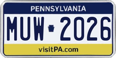 PA license plate MUW2026