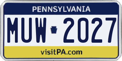 PA license plate MUW2027