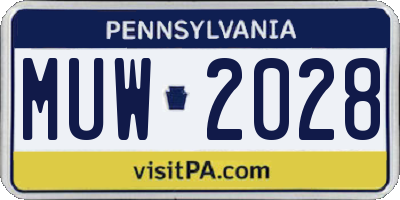 PA license plate MUW2028
