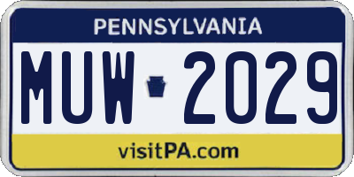 PA license plate MUW2029