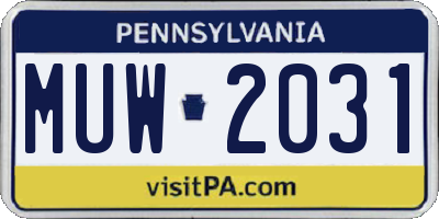 PA license plate MUW2031