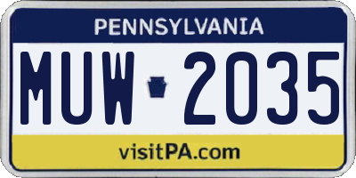PA license plate MUW2035