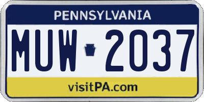 PA license plate MUW2037