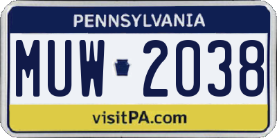 PA license plate MUW2038