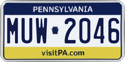PA license plate MUW2046
