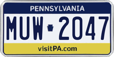 PA license plate MUW2047