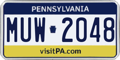 PA license plate MUW2048