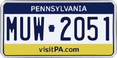 PA license plate MUW2051