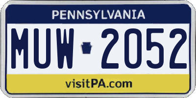 PA license plate MUW2052