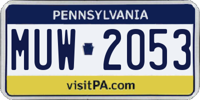 PA license plate MUW2053