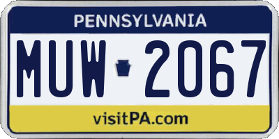 PA license plate MUW2067