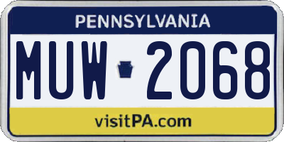 PA license plate MUW2068