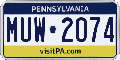 PA license plate MUW2074