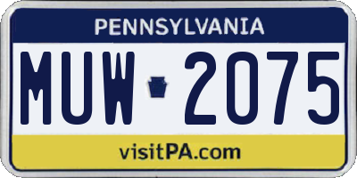 PA license plate MUW2075