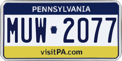 PA license plate MUW2077