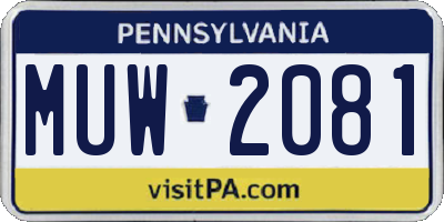 PA license plate MUW2081