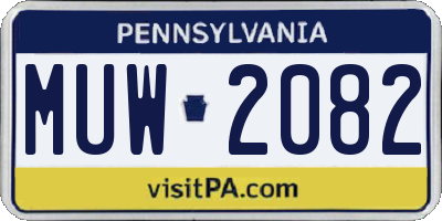 PA license plate MUW2082