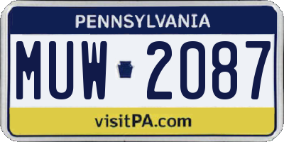 PA license plate MUW2087