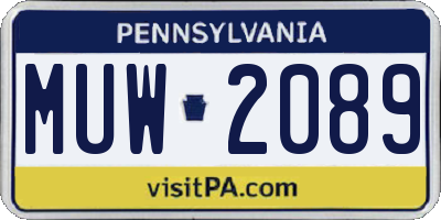 PA license plate MUW2089