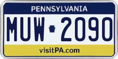 PA license plate MUW2090
