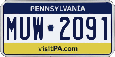 PA license plate MUW2091