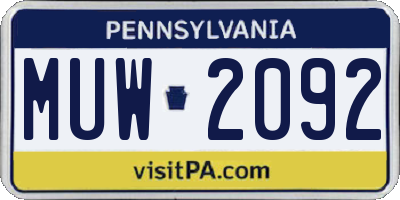 PA license plate MUW2092