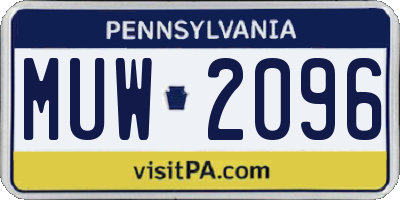 PA license plate MUW2096