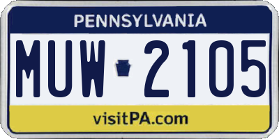PA license plate MUW2105