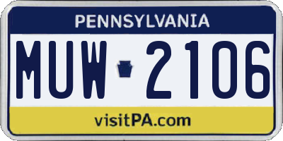 PA license plate MUW2106