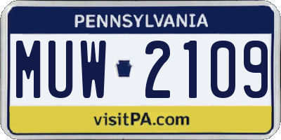 PA license plate MUW2109